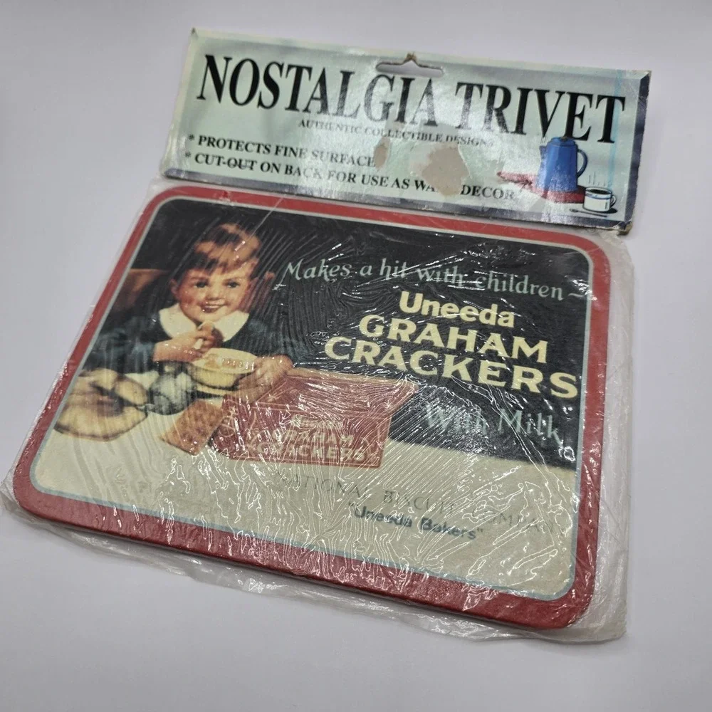 Vtg Nostalgia Trivet Lot Kellogg's Corn Flakes Uneeda Graham Crackers 8.5x6.5